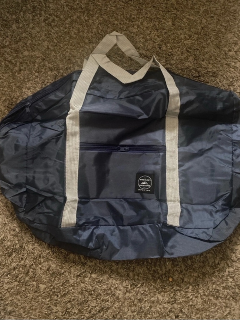 Men's Navy Duffel Bag with Contrasting White Straps